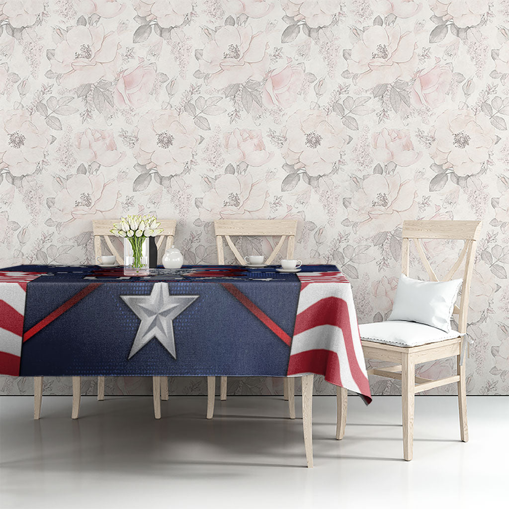 United States Soccer Tablecloth American Flag Stars Trophy