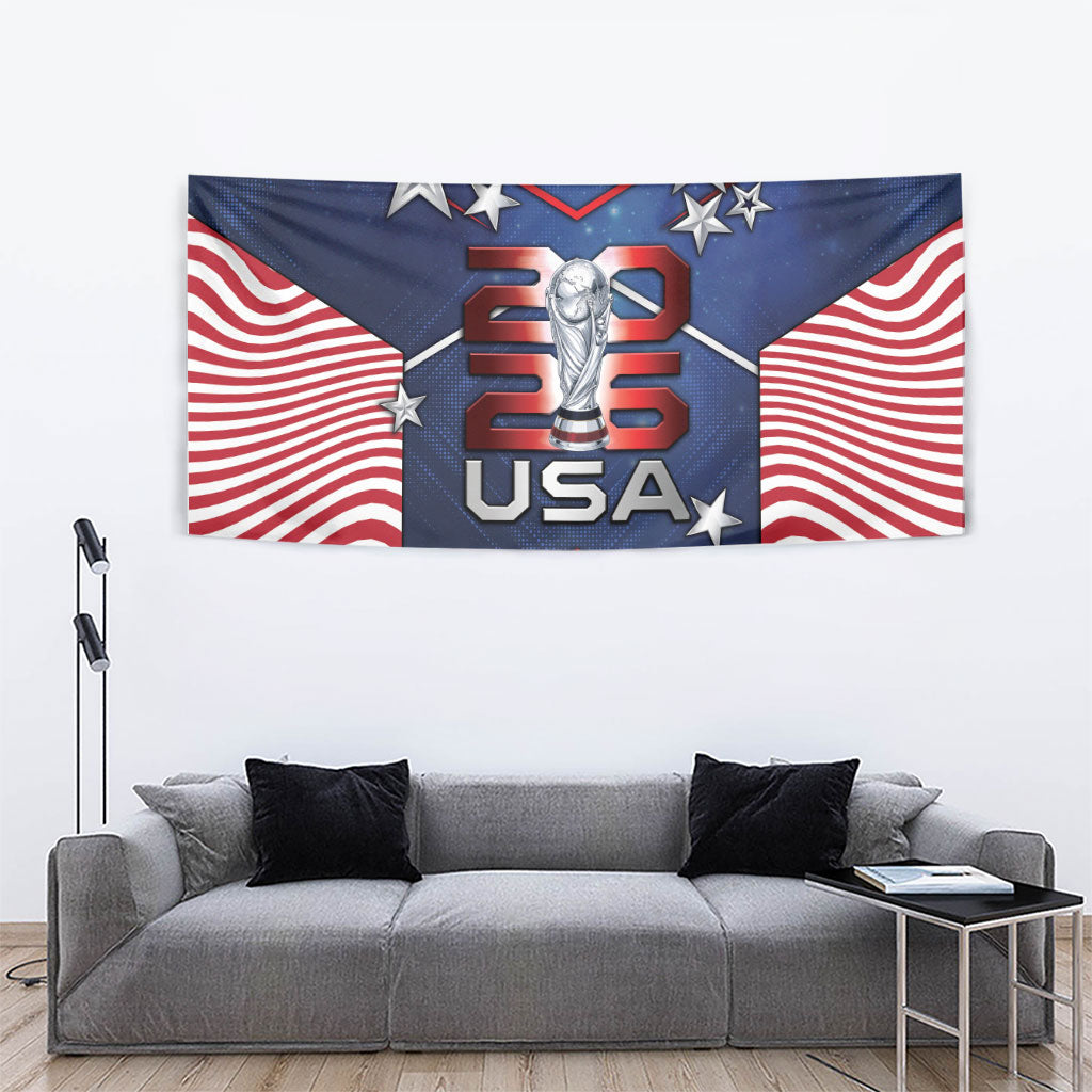 United States Soccer Tapestry American Flag Stars Trophy