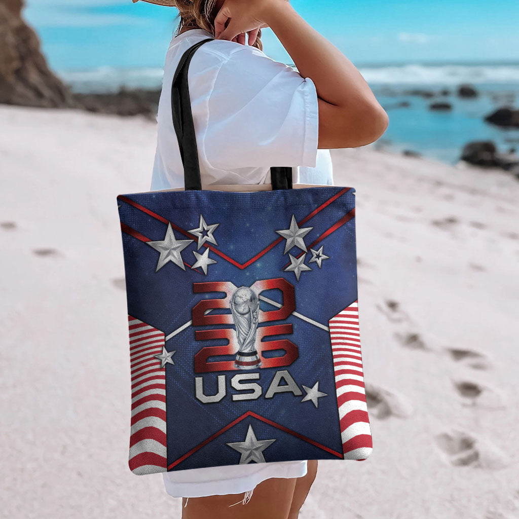 United States Soccer Tote Bag American Flag Stars Trophy
