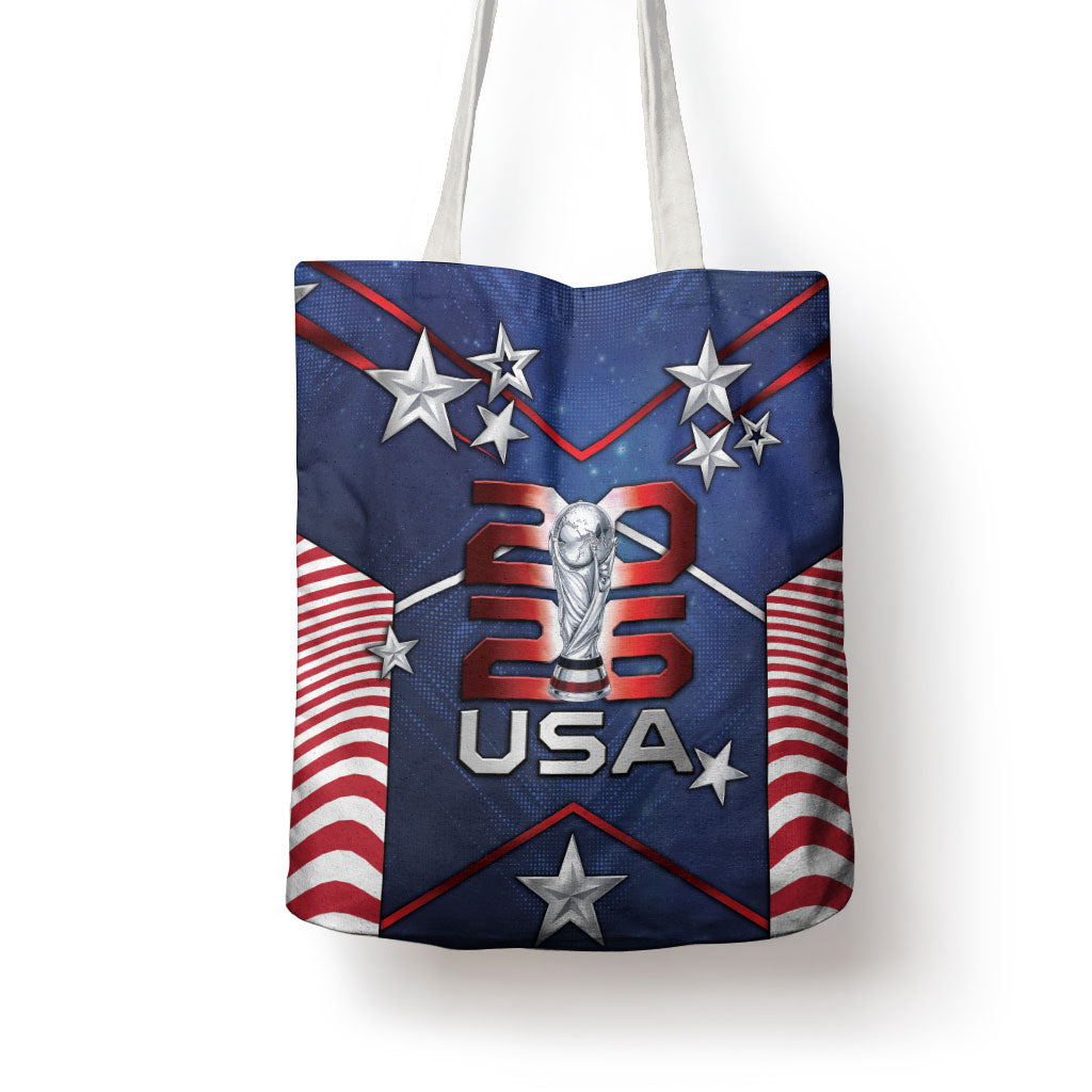 United States Soccer Tote Bag American Flag Stars Trophy