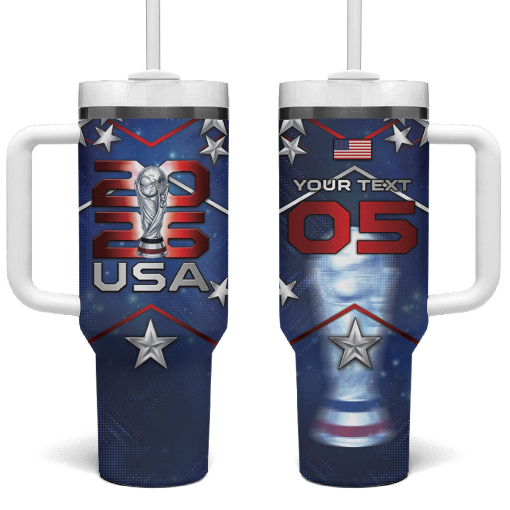 Custom United States Soccer Tumbler With Handle American Flag Stars Trophy