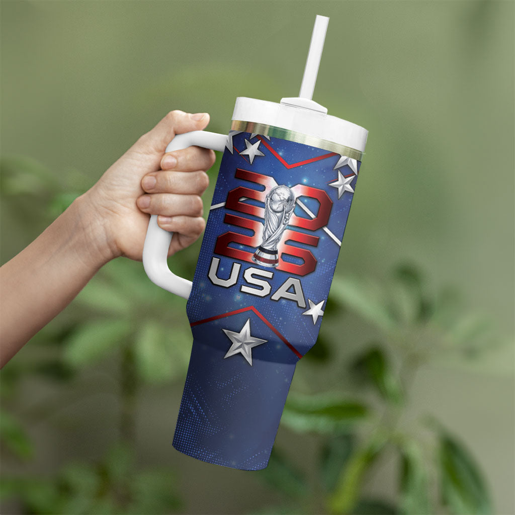 Custom United States Soccer Tumbler With Handle American Flag Stars Trophy