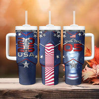 Custom United States Soccer Tumbler With Handle American Flag Stars Trophy