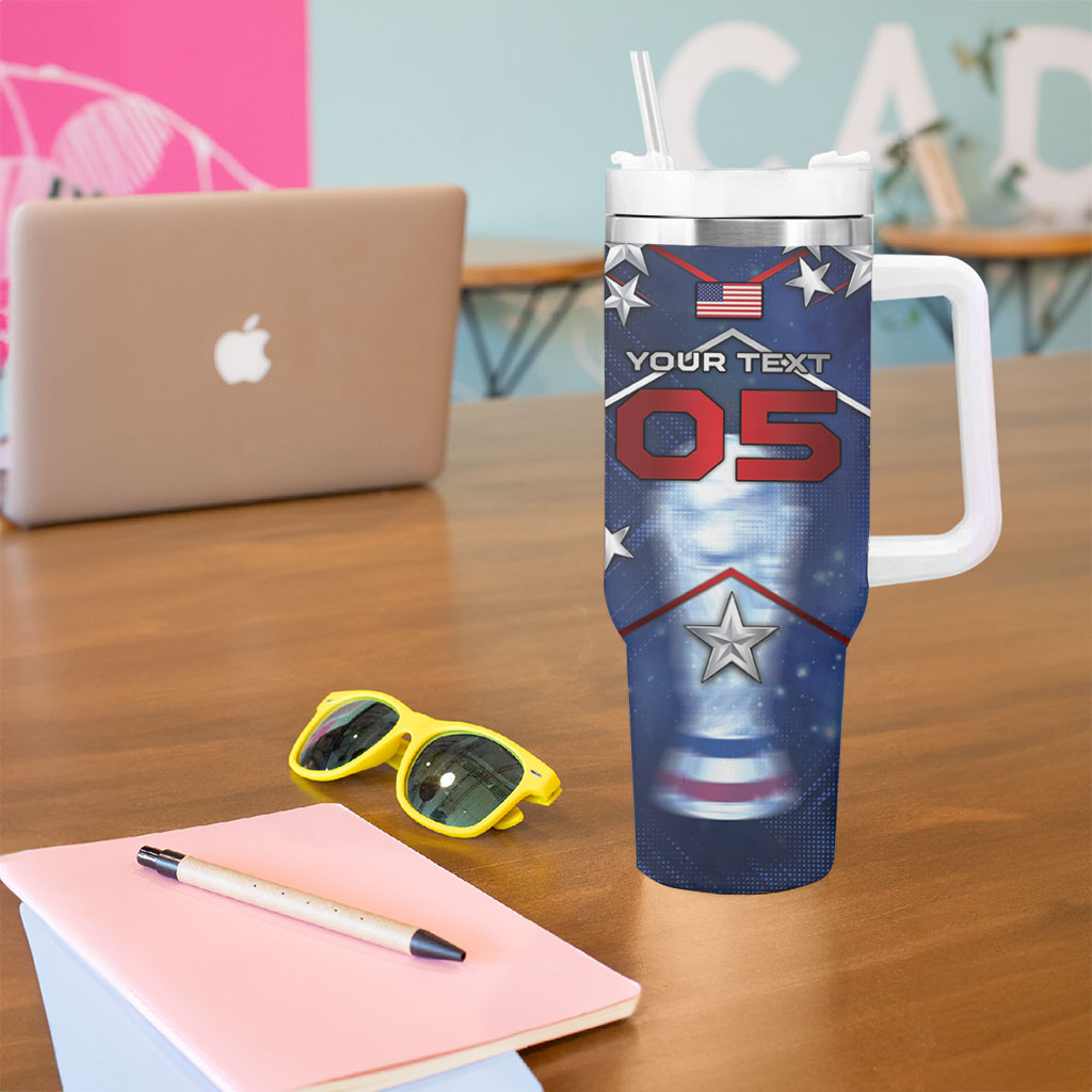 Custom United States Soccer Tumbler With Handle American Flag Stars Trophy