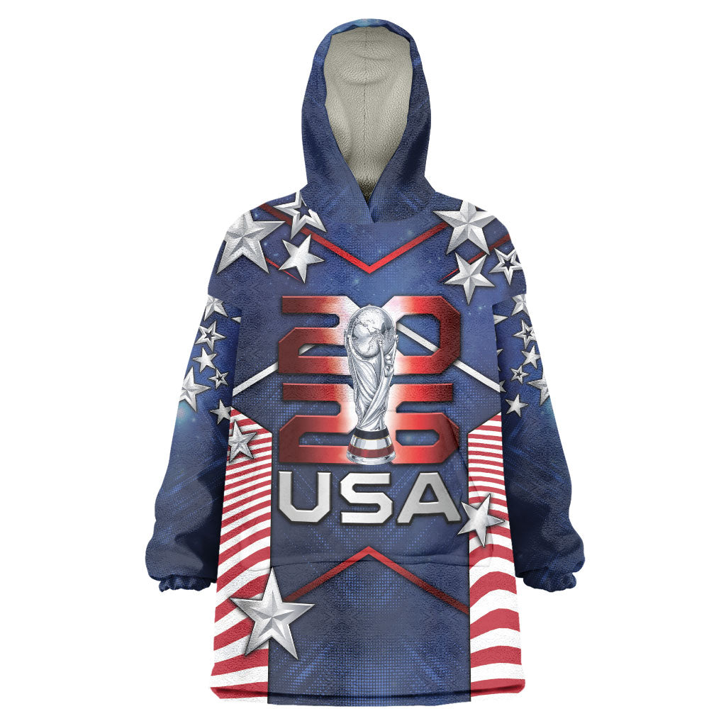 Custom United States Soccer Wearable Blanket Hoodie American Flag Stars Trophy
