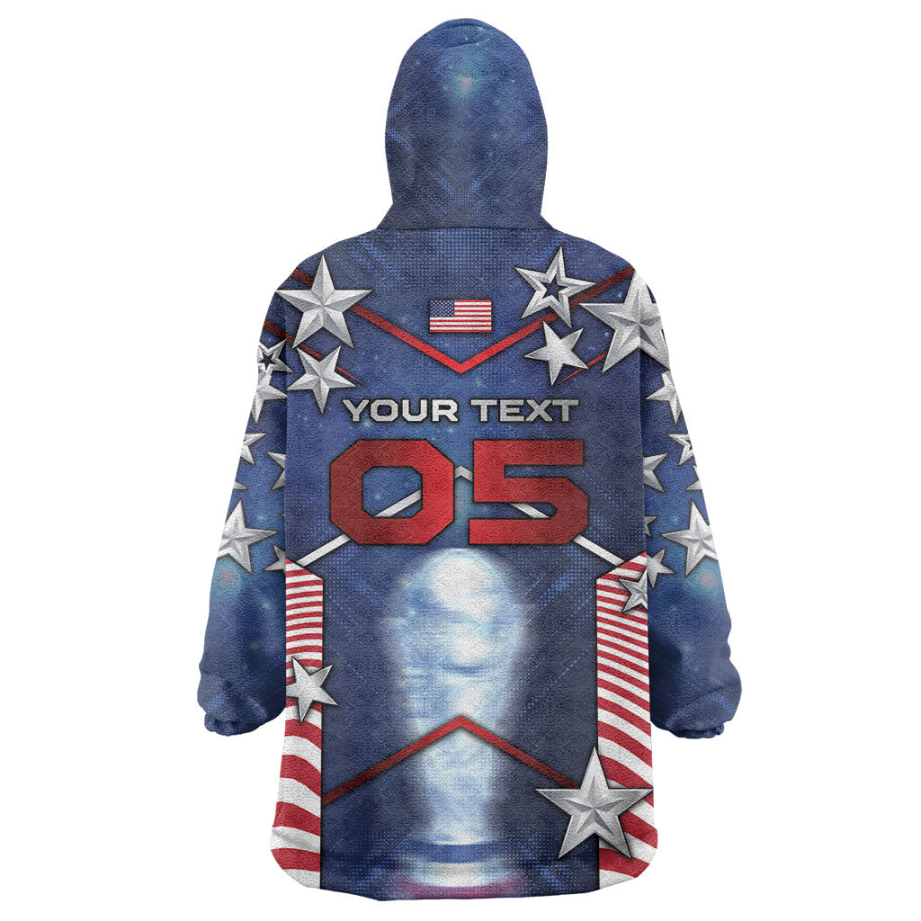 Custom United States Soccer Wearable Blanket Hoodie American Flag Stars Trophy
