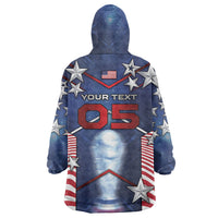 Custom United States Soccer Wearable Blanket Hoodie American Flag Stars Trophy