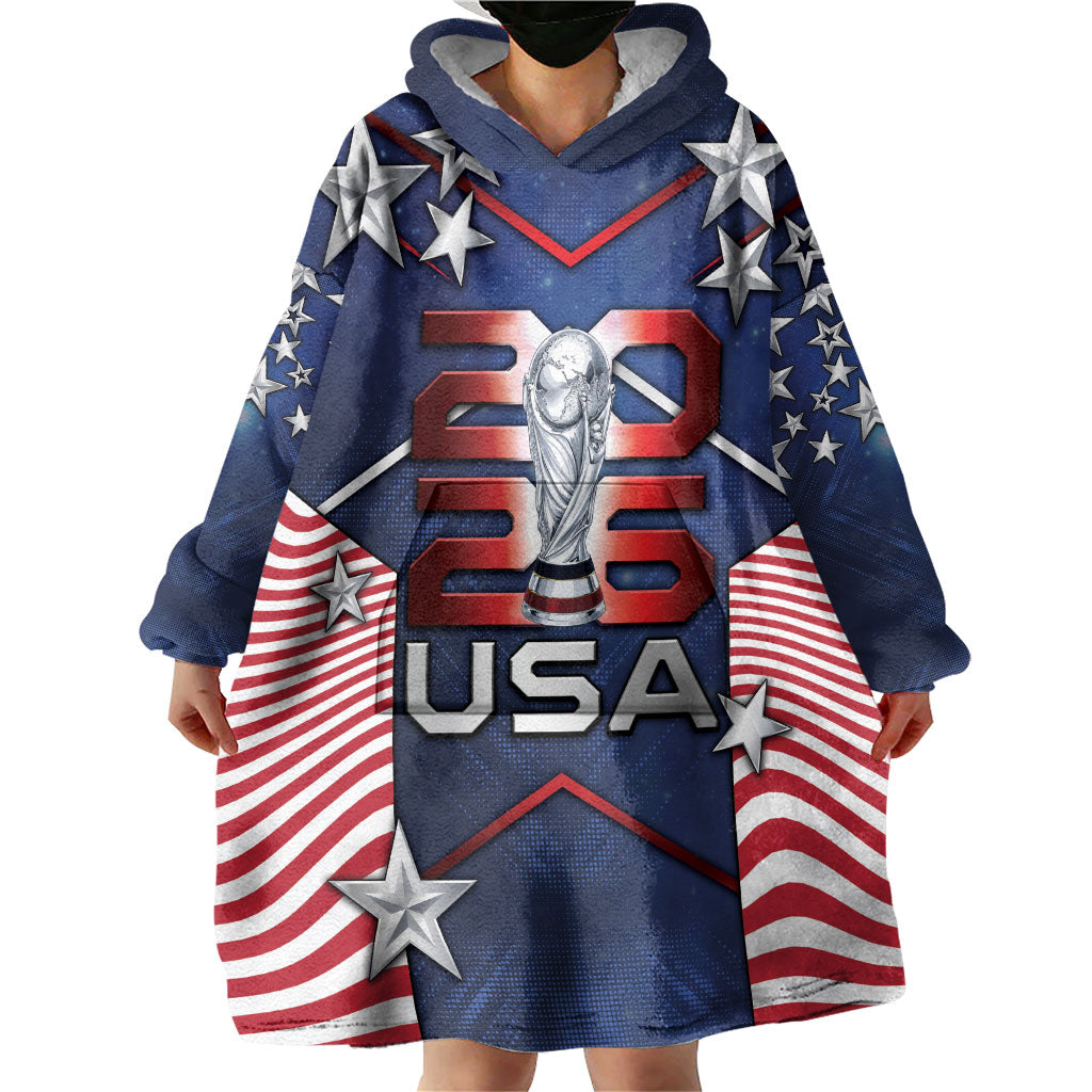 Custom United States Soccer Wearable Blanket Hoodie American Flag Stars Trophy