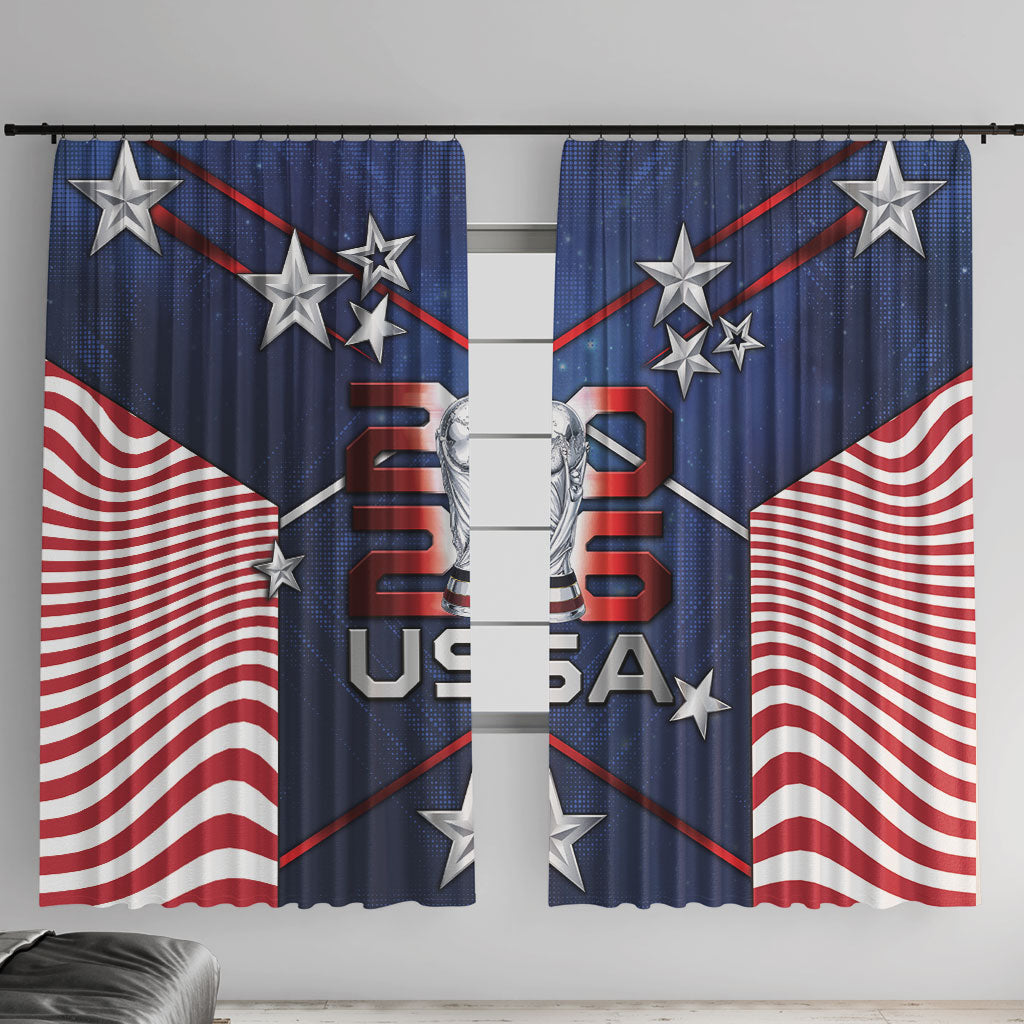 United States Soccer Window Curtain American Flag Stars Trophy