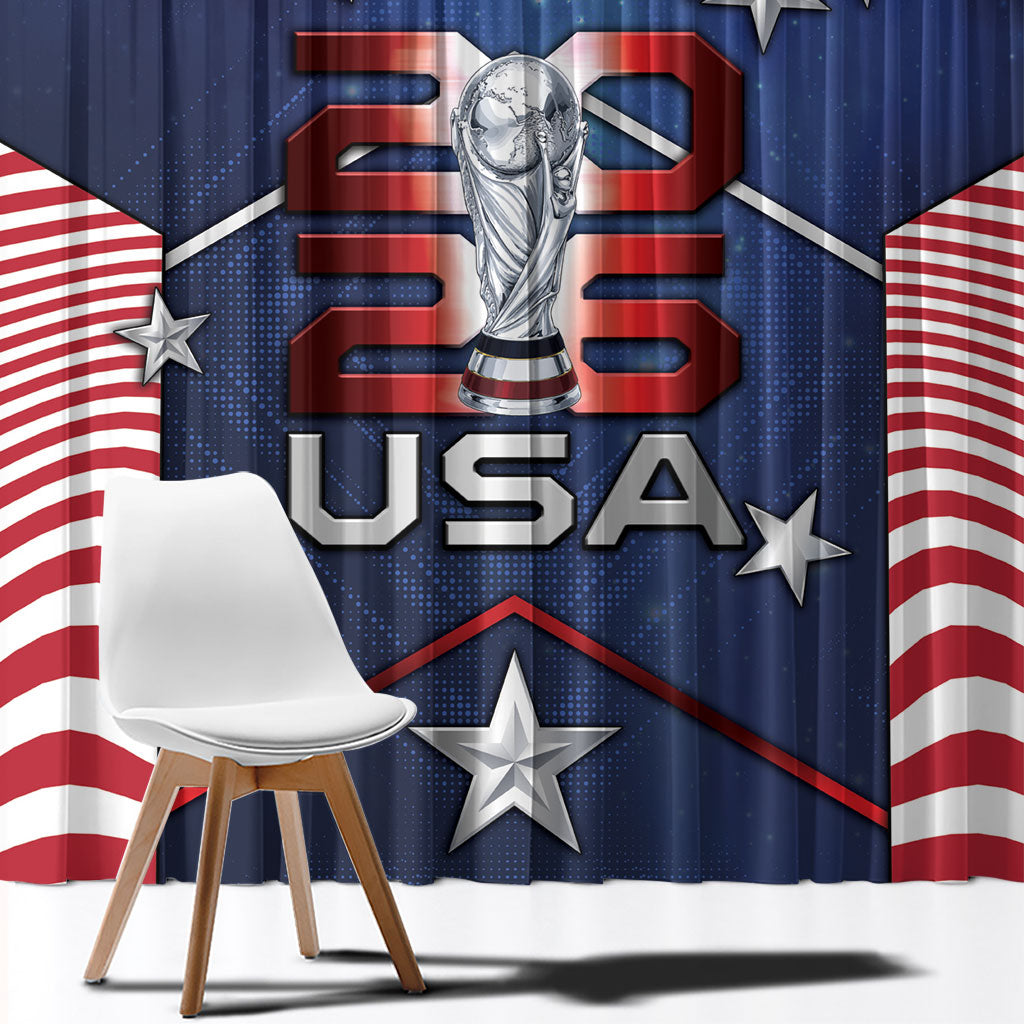 United States Soccer Window Curtain American Flag Stars Trophy