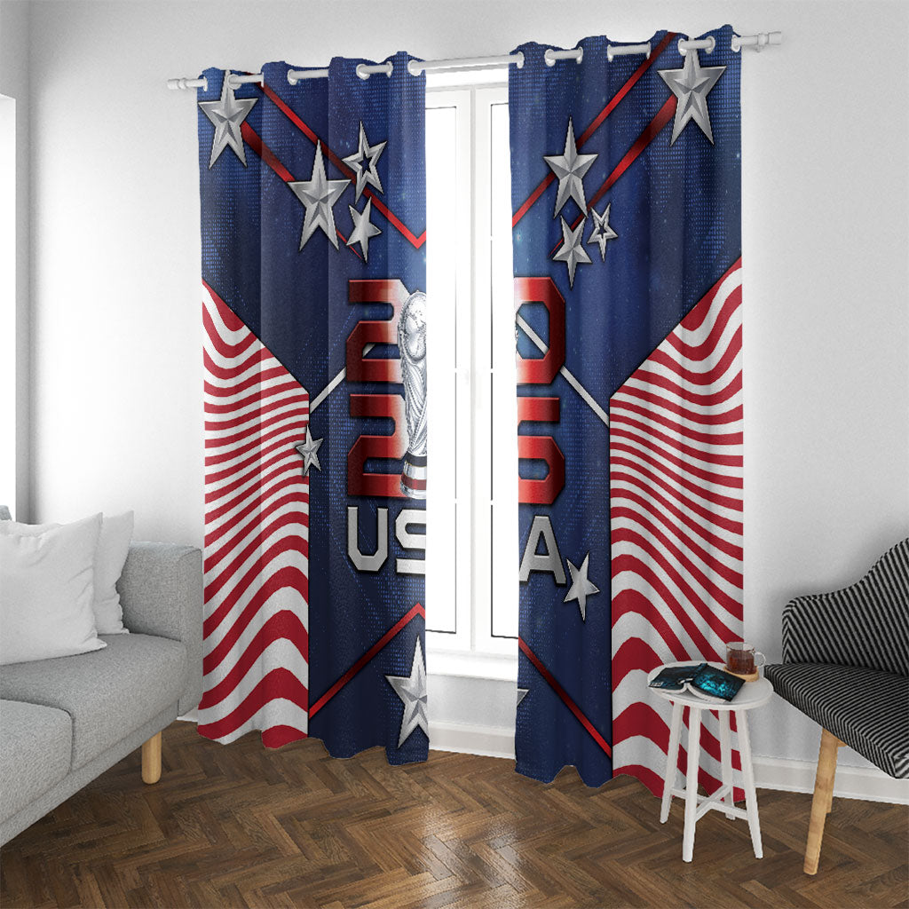 United States Soccer Window Curtain American Flag Stars Trophy