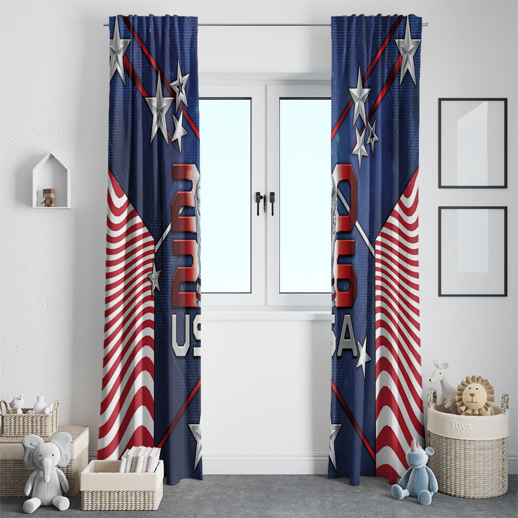 United States Soccer Window Curtain American Flag Stars Trophy