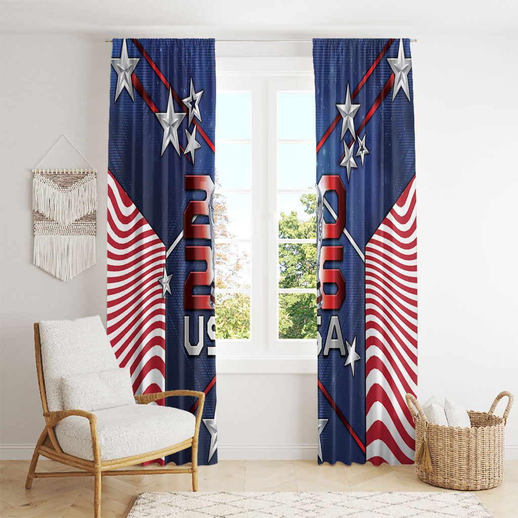 United States Soccer Window Curtain American Flag Stars Trophy