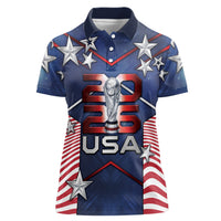 Custom United States Soccer Women Polo Shirt American Flag Stars Trophy