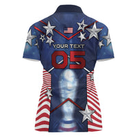 Custom United States Soccer Women Polo Shirt American Flag Stars Trophy
