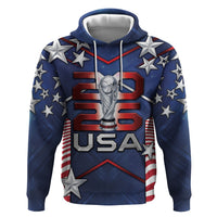 Custom United States Soccer Zip Hoodie American Flag Stars Trophy