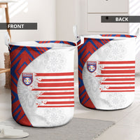 Paraguay Football Laundry Basket Stripes Typography With Nanduti Flower Patterns