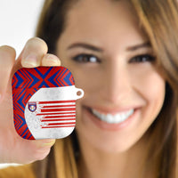 Paraguay Football AirPods Case Stripes Typography With Nanduti Flower Patterns