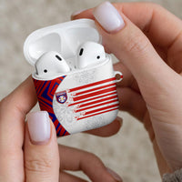 Paraguay Football AirPods Case Stripes Typography With Nanduti Flower Patterns