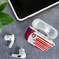 Paraguay Football AirPods Case Stripes Typography With Nanduti Flower Patterns