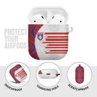 Paraguay Football AirPods Case Stripes Typography With Nanduti Flower Patterns