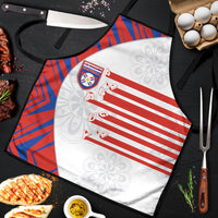 Paraguay Football Apron Stripes Typography With Nanduti Flower Patterns