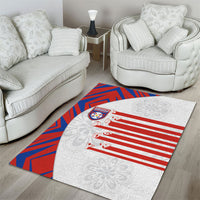 Paraguay Football Area Rug Stripes Typography With Nanduti Flower Patterns
