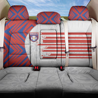 Paraguay Football Back Car Seat Cover Stripes Typography With Nanduti Flower Patterns