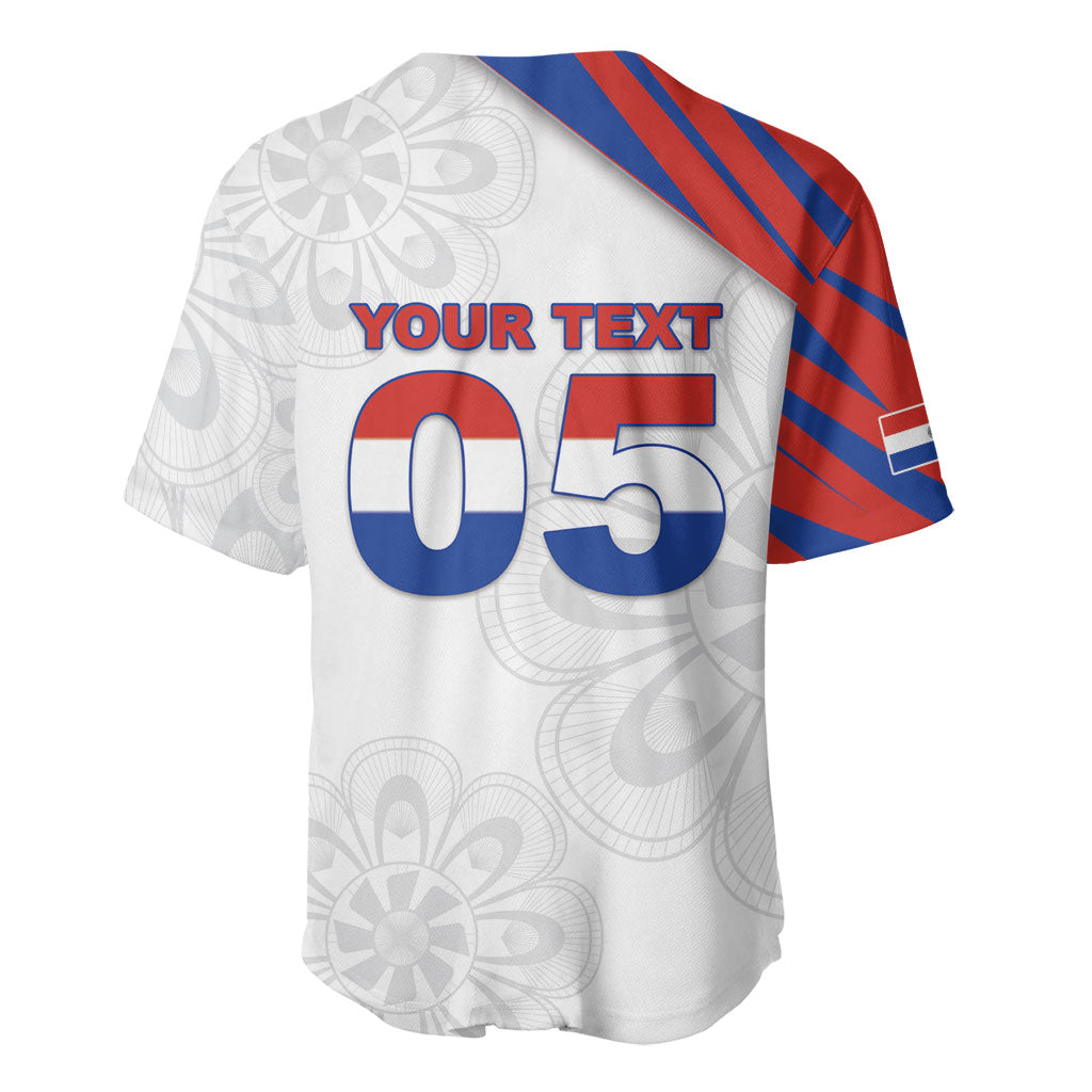 Custom Paraguay Football Baseball Jersey Stripes Typography With Nanduti Flower Patterns