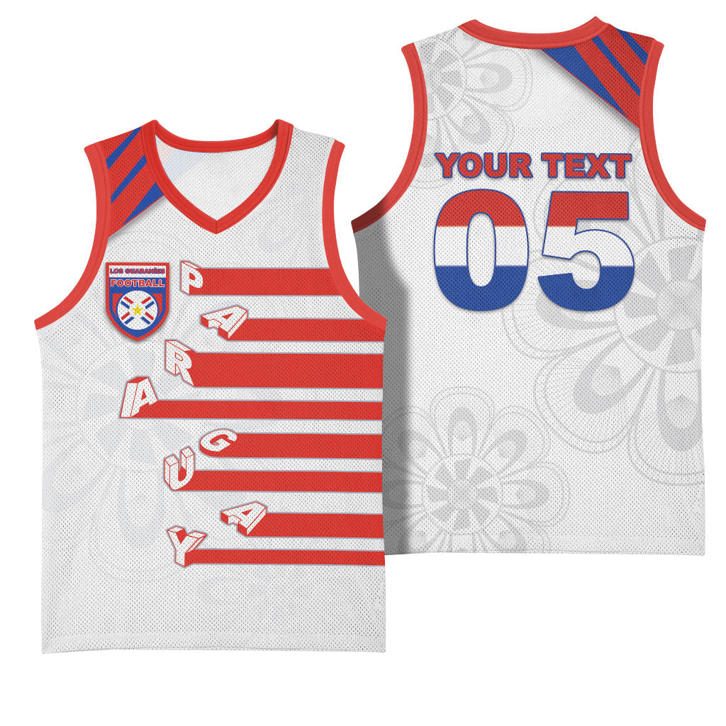 Custom Paraguay Football Basketball Jersey Stripes Typography With Nanduti Flower Patterns