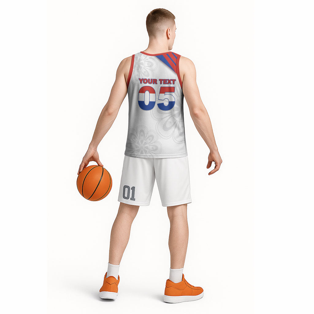 Custom Paraguay Football Basketball Jersey Stripes Typography With Nanduti Flower Patterns