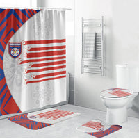 Paraguay Football Bathroom Set Stripes Typography With Nanduti Flower Patterns