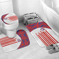 Paraguay Football Bathroom Set Stripes Typography With Nanduti Flower Patterns