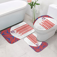 Paraguay Football Bathroom Set Stripes Typography With Nanduti Flower Patterns