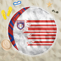Paraguay Football Beach Blanket Stripes Typography With Nanduti Flower Patterns
