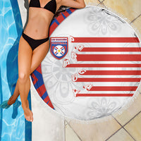 Paraguay Football Beach Blanket Stripes Typography With Nanduti Flower Patterns