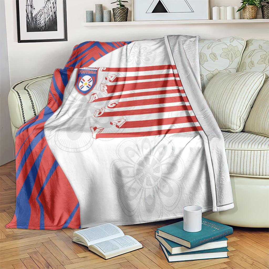 Paraguay Football Blanket Stripes Typography With Nanduti Flower Patterns