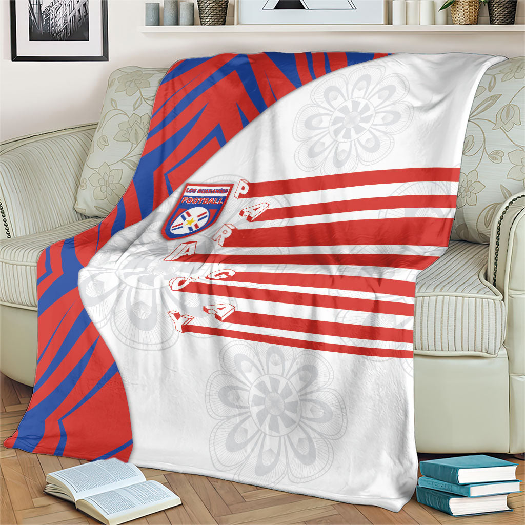 Paraguay Football Blanket Stripes Typography With Nanduti Flower Patterns