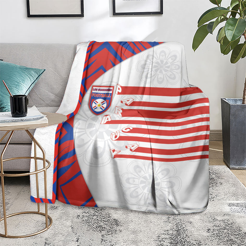 Paraguay Football Blanket Stripes Typography With Nanduti Flower Patterns