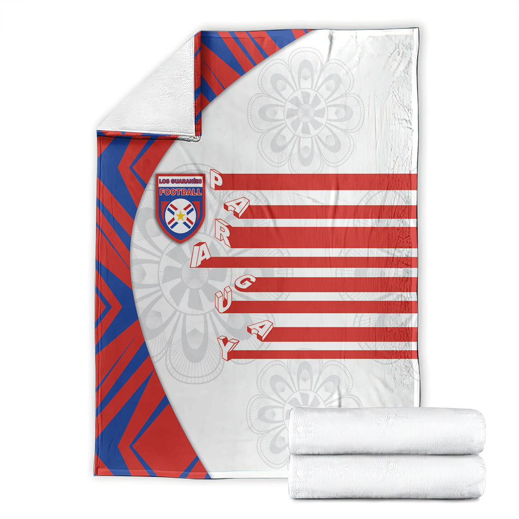 Paraguay Football Blanket Stripes Typography With Nanduti Flower Patterns
