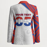 Custom Paraguay Football Blazer Stripes Typography With Nanduti Flower Patterns
