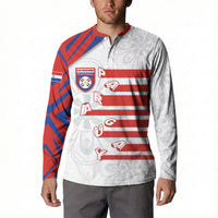 Custom Paraguay Football Button Sweatshirt Stripes Typography With Nanduti Flower Patterns