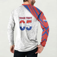 Custom Paraguay Football Button Sweatshirt Stripes Typography With Nanduti Flower Patterns