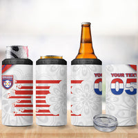 Custom Paraguay Football 4 in 1 Can Cooler Tumbler Stripes Typography With Nanduti Flower Patterns