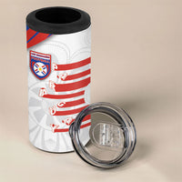 Custom Paraguay Football 4 in 1 Can Cooler Tumbler Stripes Typography With Nanduti Flower Patterns