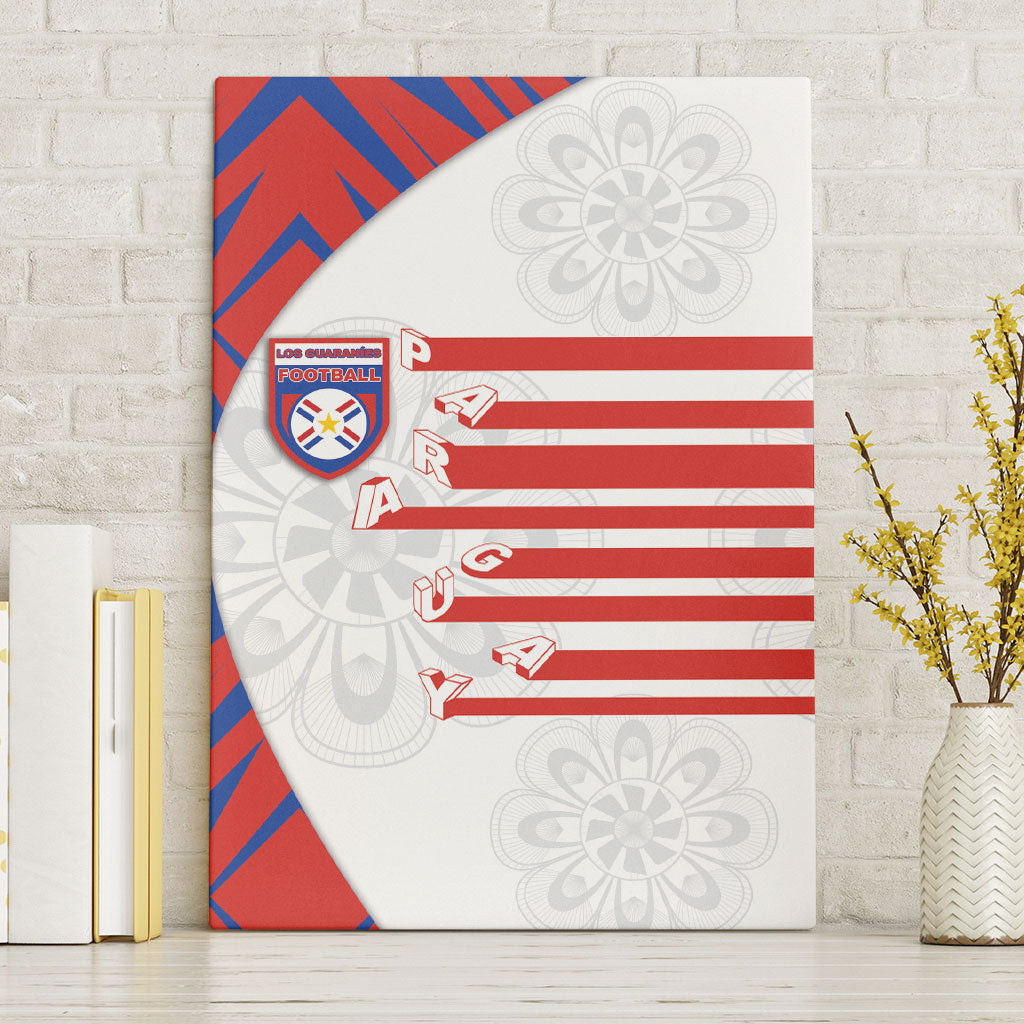 Paraguay Football Canvas Wall Art Stripes Typography With Nanduti Flower Patterns