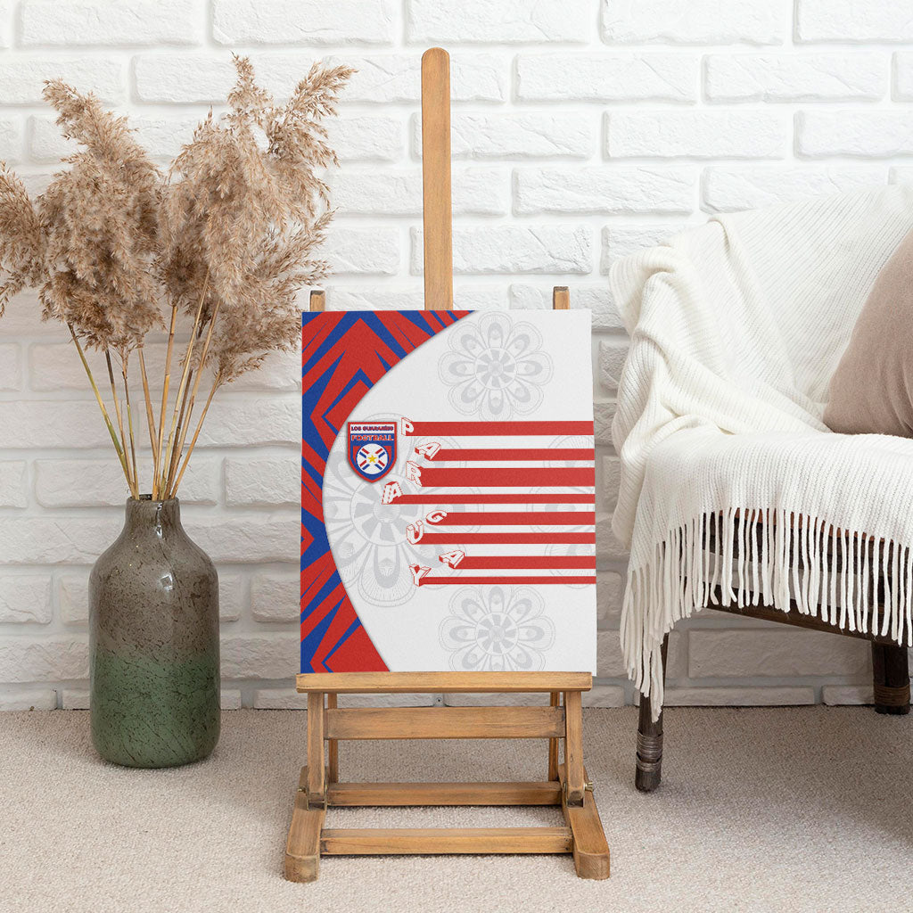 Paraguay Football Canvas Wall Art Stripes Typography With Nanduti Flower Patterns