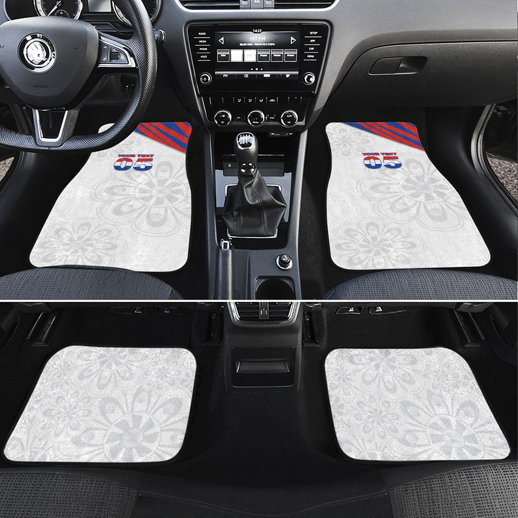 Custom Paraguay Football Car Mats Stripes Typography With Nanduti Flower Patterns