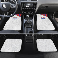 Custom Paraguay Football Car Mats Stripes Typography With Nanduti Flower Patterns