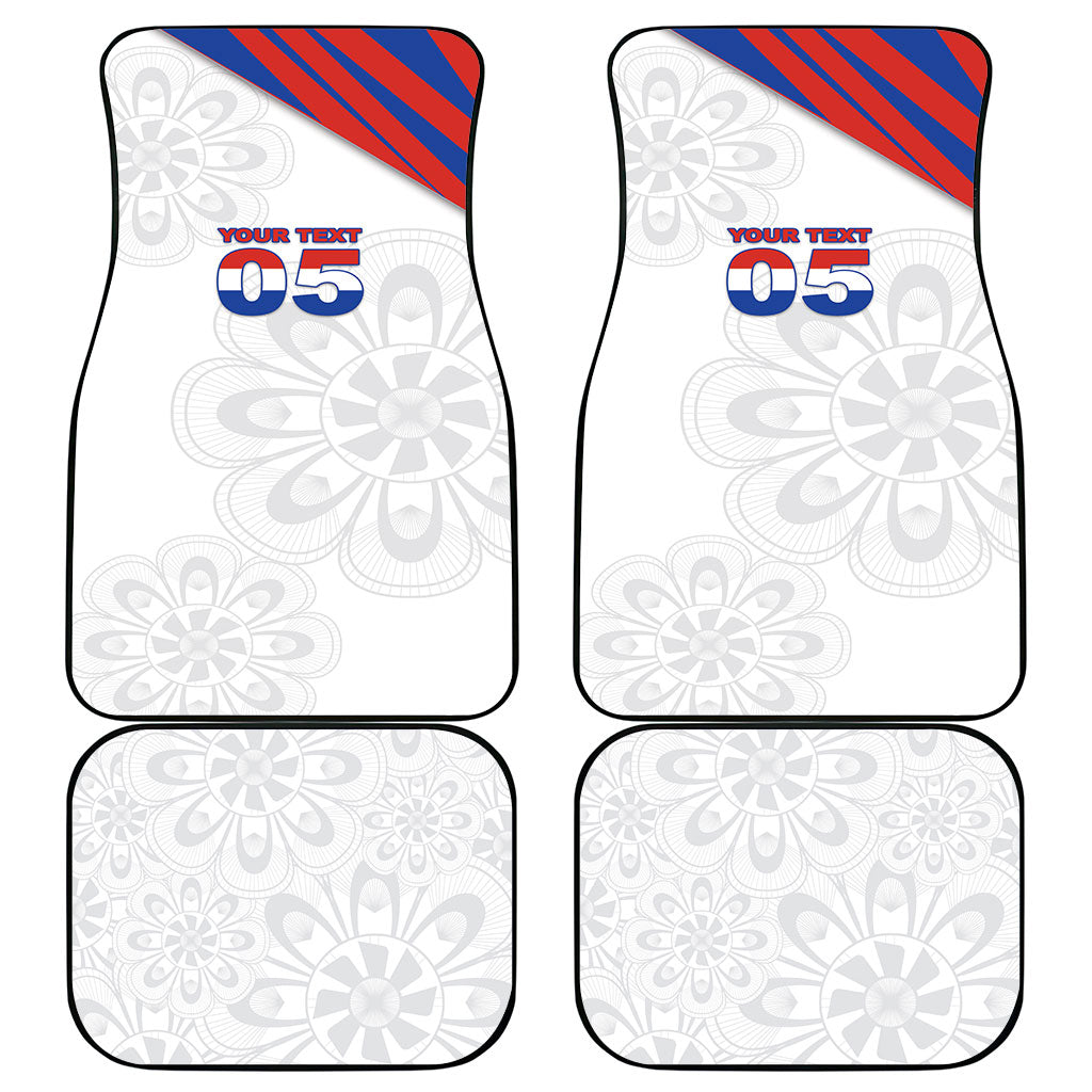 Custom Paraguay Football Car Mats Stripes Typography With Nanduti Flower Patterns
